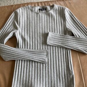 J. Crew Light Gray Ribbed Crewneck